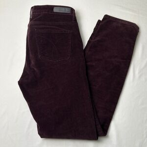 Calvin Klein Jeans Womens Burgundy Corduroy Ultimate Skinny Size 8 Mid Rise